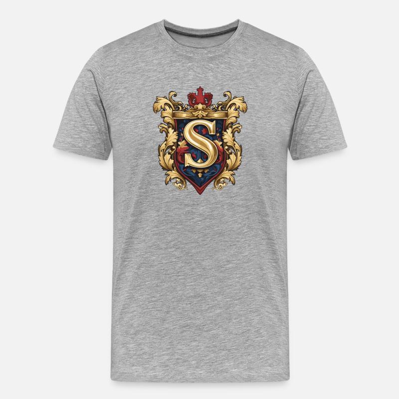 S Buchstabe Name Krone - Männer Premium Bio T-Shirt - Grau meliert