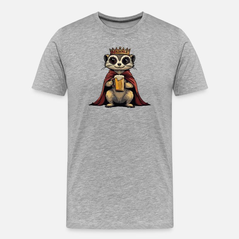 Erdmännchen Bier König - Männer Premium Bio T-Shirt - Grau meliert