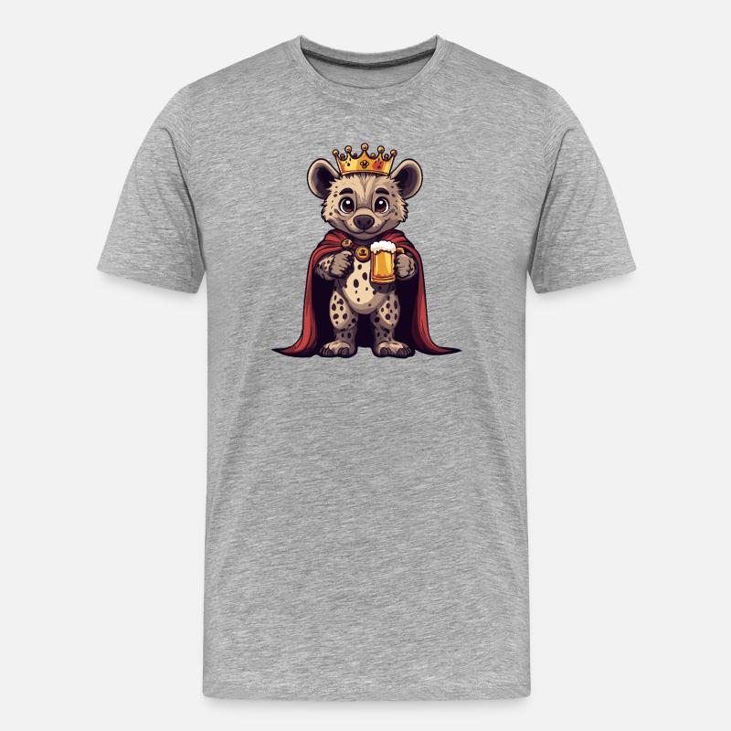 Hyäne Bier König - Männer Premium Bio T-Shirt - Grau meliert