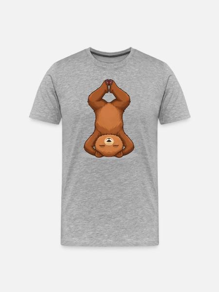 Yoga Bear in Headstand - Men's Premium Organic T-Shirt - heather grey