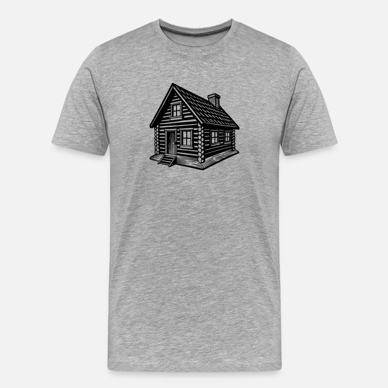 Blockhütte - Männer Premium Bio T-Shirt - Grau meliert
