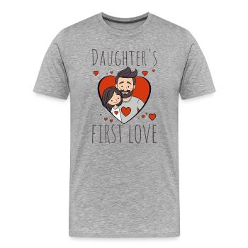 Das Herz der ersten Liebe der Tochter - Männer Premium Bio T-Shirt - Grau meliert - Vorne - Damien (186cm)