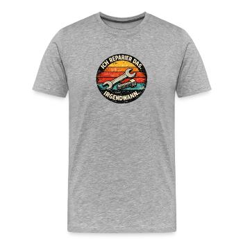 Ich reparier das irgendwann - Männer Premium Bio T-Shirt - Grau meliert - Vorne - Damien (186cm)