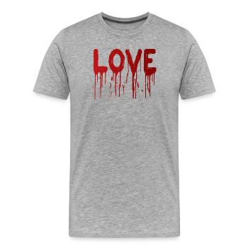 L’amour avec les gouttes d’encre - T-shirt bio Premium Homme - gris chiné - Devant - Damien (186cm)