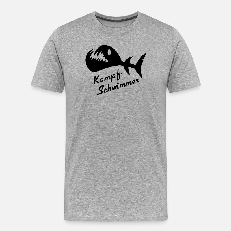 Kampfswimmer Fisch 2 - Männer Premium Bio T-Shirt - Grau meliert