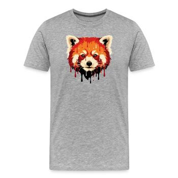 Portrait artistique de la tête de Pander Rouge - T-shirt bio Premium Homme - gris chiné - Devant - Damien (186cm)