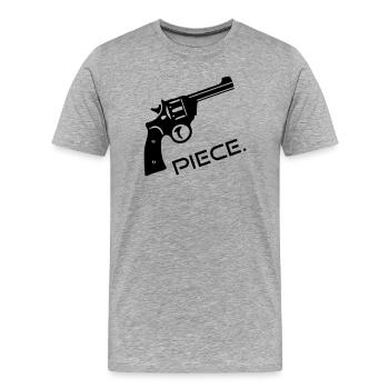 Revolver Waffe Wumme Piece - Peace - Männer Premium Bio T-Shirt - Grau meliert - Vorne - Damien (186cm)