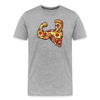 Pizza musclée Pizza Salami Fitness de Bodybuilder - T-shirt bio Premium Homme - gris chiné - Devant - Damien (186cm)