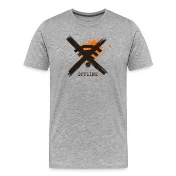 Chronically Offline - Art détox numérique par Free Ar - T-shirt bio Premium Homme - gris chiné - Devant - Damien (186cm)