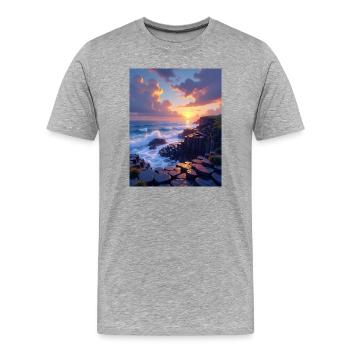 Chaussée des géants, Irlande du Nord - T-shirt bio Premium Homme - gris chiné - Devant - Damien (186cm)