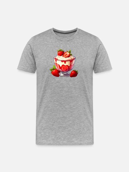 Dessert with strawberries - Men's Premium Organic T-Shirt - heather grey