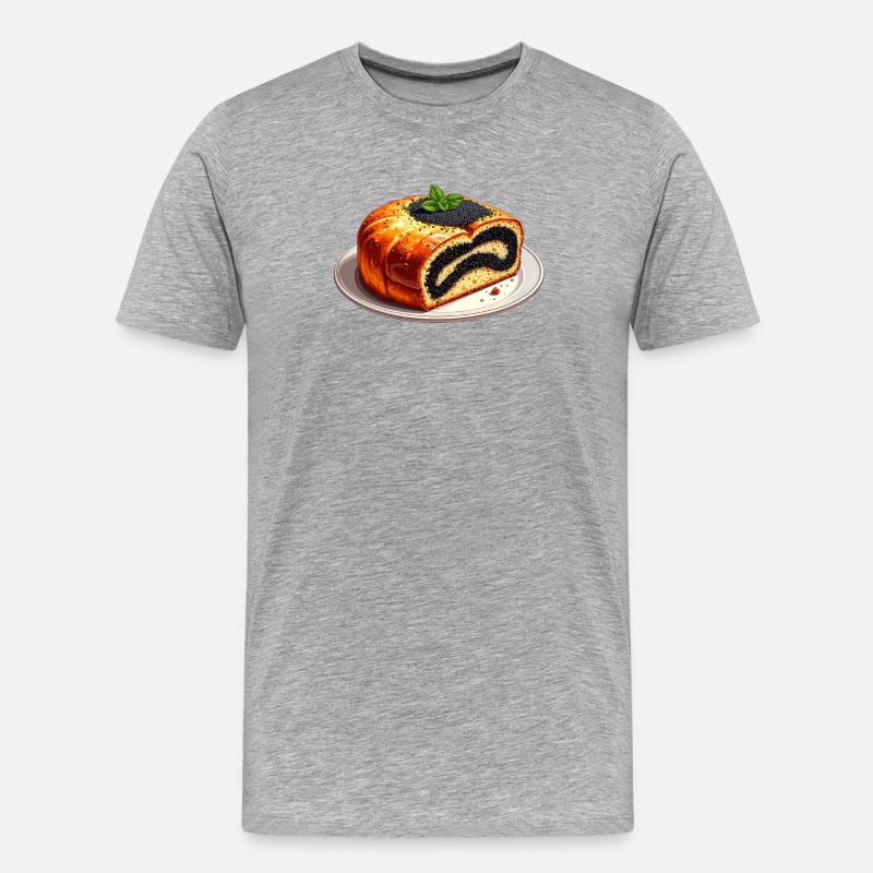 Mohnkuchen - Männer Premium Bio T-Shirt - Grau meliert