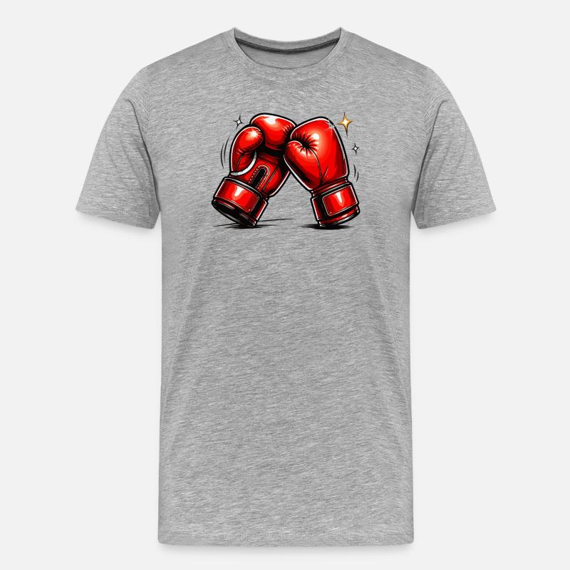 Rote Boxhandschuhe Kraft und Dynamik - Männer Premium Bio T-Shirt - Grau meliert