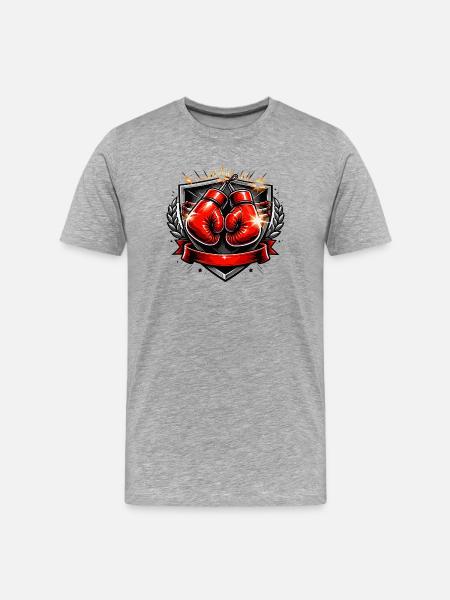 Boxing Glove Crest Design - Men's Premium Organic T-Shirt - heather grey