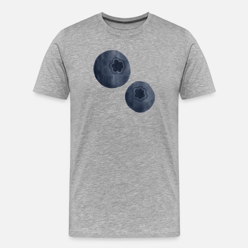 Blaubeeren Aquarell - Männer Premium Bio T-Shirt - Grau meliert