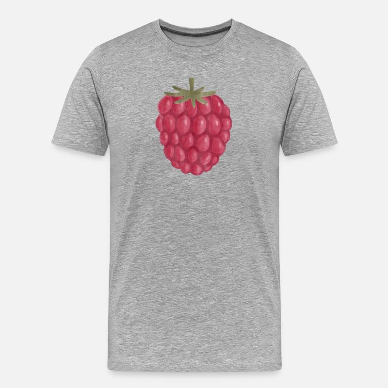Himbeer-Aquarell - Männer Premium Bio T-Shirt - Grau meliert