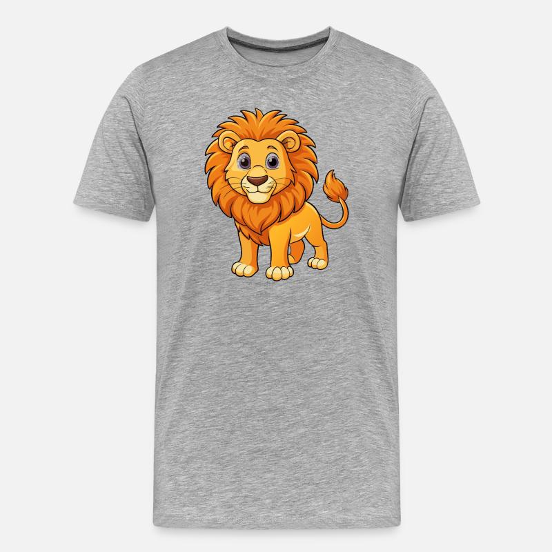 Löwe - Männer Premium Bio T-Shirt - Grau meliert