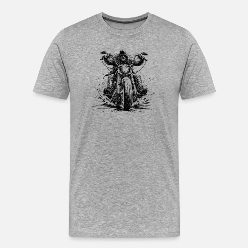 Chopperfahrer frontal im Comic-Stil - Männer Premium Bio T-Shirt - Grau meliert