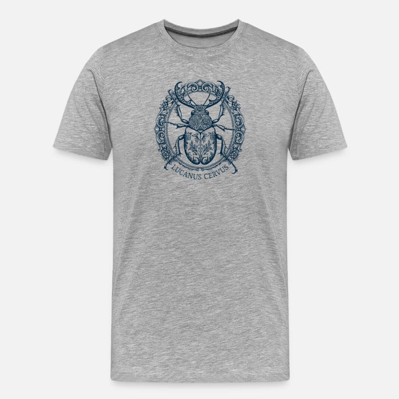 Lucanus Servus - Hirschkäfer - Männer Premium Bio T-Shirt - Grau meliert