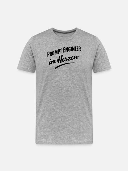Prompt Engineer im Herzen - Männer Premium Bio T-Shirt - Grau meliert