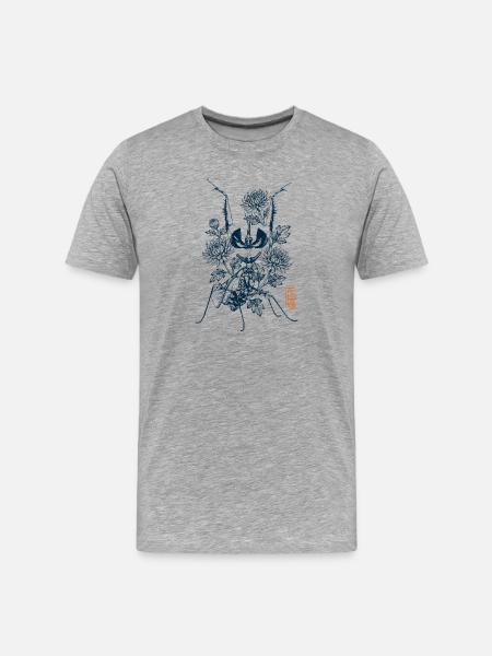 Bønneknæler med Chris Antema og kanji-stempel - Herre Premium T-shirt økologisk - grå meleret