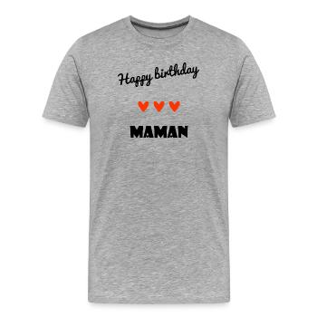 HERZLICHEN GLÜCKWUNSCH ZUM GEBURTSTAG. HERZLICHEN GLÜCKWUNSCH ZUM GEBURTSTAG. MAMA. MUTTER. - Männer Premium Bio T-Shirt - Grau meliert - Vorne - Damien (186cm)
