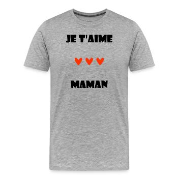 ICH LIEBE DICH, MAMA. ICH LIEBE MAMA. MAMA LIEBTE ES. MAMA - Männer Premium Bio T-Shirt - Grau meliert - Vorne - Damien (186cm)