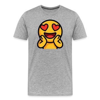 Cœur émoticône Yeux brillants - T-shirt bio Premium Homme - gris chiné - Devant - Damien (186cm)