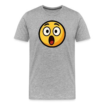 Visage prononcé par une émoticône effrayée - T-shirt bio Premium Homme - gris chiné - Devant - Damien (186cm)
