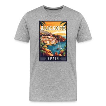 Découvrez le charme méditerranéen d’Alicante en Espagne - T-shirt bio Premium Homme - gris chiné - Devant - Damien (186cm)
