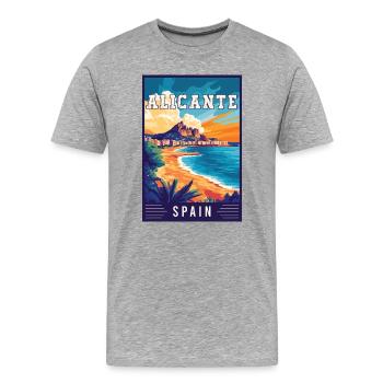 Découvrez le charme méditerranéen d’Alicante en Espagne - T-shirt bio Premium Homme - gris chiné - Devant - Damien (186cm)