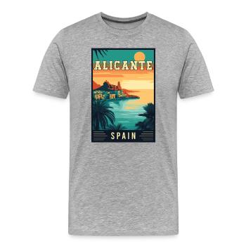 Découvrez le charme méditerranéen d’Alicante, Espagne - T-shirt bio Premium Homme - gris chiné - Devant - Damien (186cm)