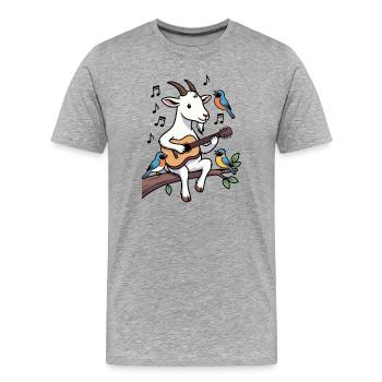 Ziegengitarrist umgeben von Vögeln - Männer Premium Bio T-Shirt - Grau meliert - Vorne - Damien (186cm)