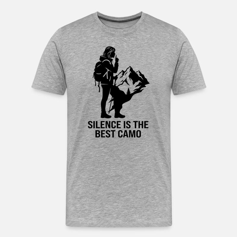 Schweigen ist der beste Tarnbergwanderer - Männer Premium Bio T-Shirt - Grau meliert