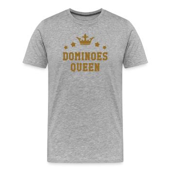 Dominoes Queen : La Reine du Plateau - T-shirt bio Premium Homme - gris chiné - Devant - Damien (186cm)