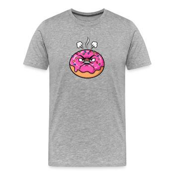Süßer Donut Cartoon wütend sauer beleidigt lustig - Männer Premium Bio T-Shirt - Grau meliert - Vorne - Damien (186cm)
