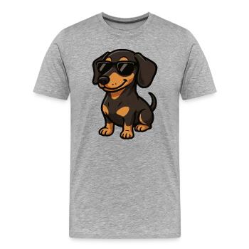 Cooler Dackel mit Sonnenbrille Freund Herrchen - Männer Premium Bio T-Shirt - Grau meliert - Vorne - Damien (186cm)