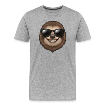 Cooler Dackel mit Sonnenbrille Freund Herrchen  - Männer Premium Bio T-Shirt - Grau meliert - Vorne - Damien (186cm)