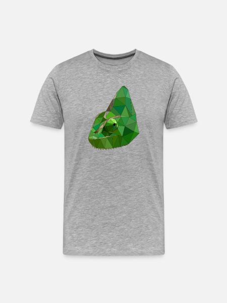 Low Poly Chameleon Geometric Art - Men's Premium Organic T-Shirt - heather grey