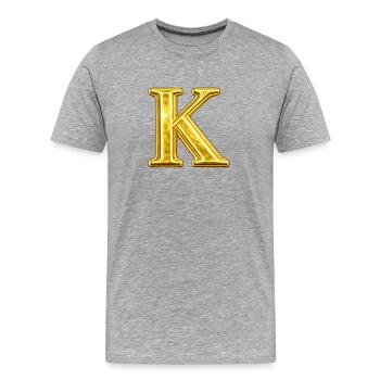 K Goldenes Monogramm - Männer Premium Bio T-Shirt - Grau meliert - Vorne - Damien (186cm)