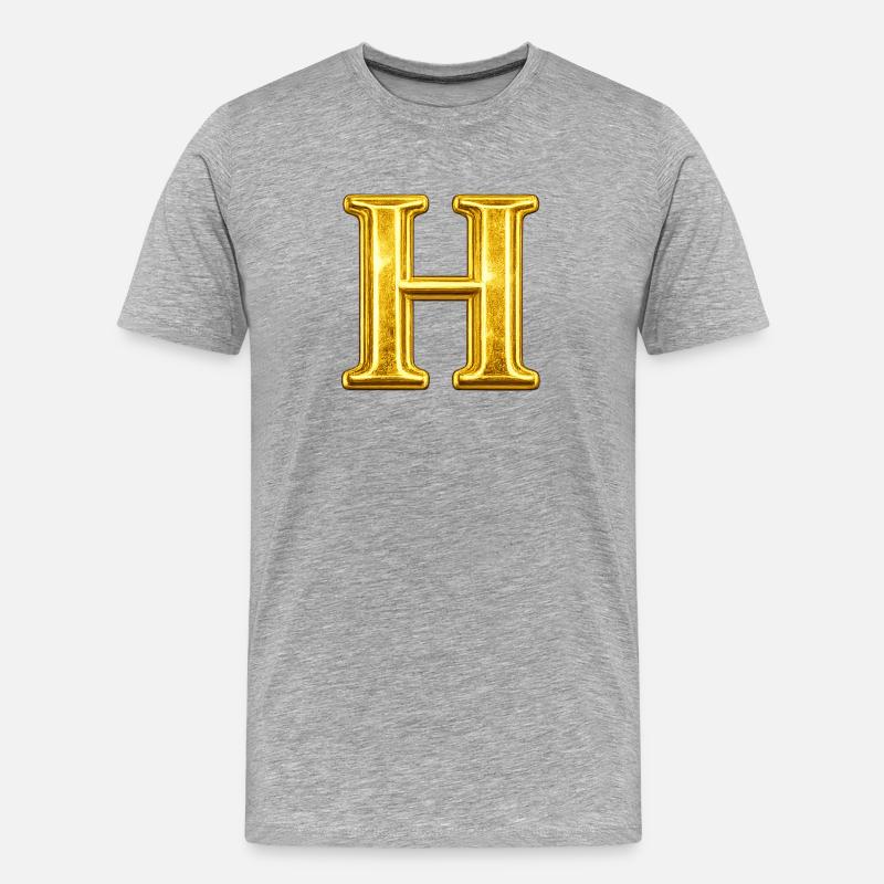 Monogramma della H d'Oro - Maglietta ecologica premium da uomo - grigio melange