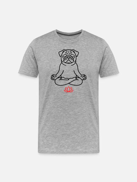 Mops Hund Zen Ausmalbild - Männer Premium Bio T-Shirt - Grau meliert