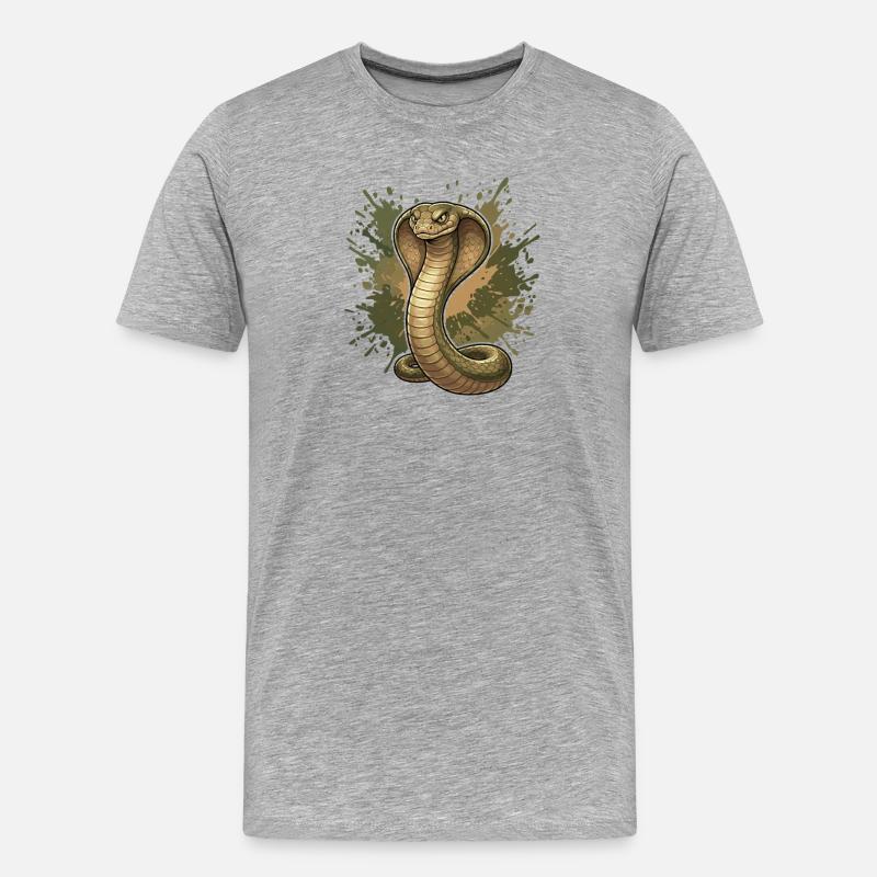 Kobra im Splatter-Look - Männer Premium Bio T-Shirt - Grau meliert