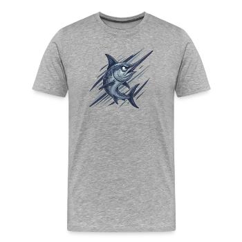 Schwertfisch im Sturm - Männer Premium Bio T-Shirt - Grau meliert - Vorne - Damien (186cm)