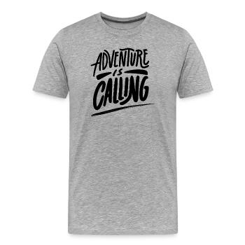Adventure is calling - Männer Premium Bio T-Shirt - Grau meliert - Vorne - Damien (186cm)