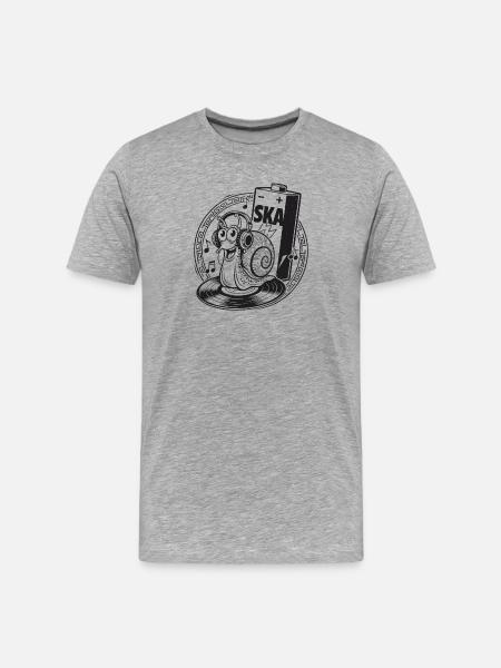 Ska Schnecke mit Kopfhörern - Männer Premium Bio T-Shirt - Grau meliert
