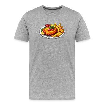 Schnitzel with fries - Men's Premium Organic T-Shirt - heather grey - Front - Damien (186cm)