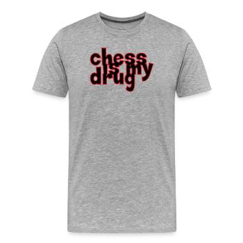 Addict aux Échecs Chess is my Drug - Men's Premium Organic T-Shirt - heather grey - Front - Damien (186cm)