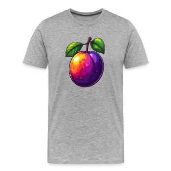Pflaume - Männer Premium Bio T-Shirt - Grau meliert - Vorne - Damien (186cm)
