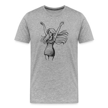 Dancing Woman Empowerment - Illustration - Men's Premium Organic T-Shirt - heather grey - Front - Damien (186cm)